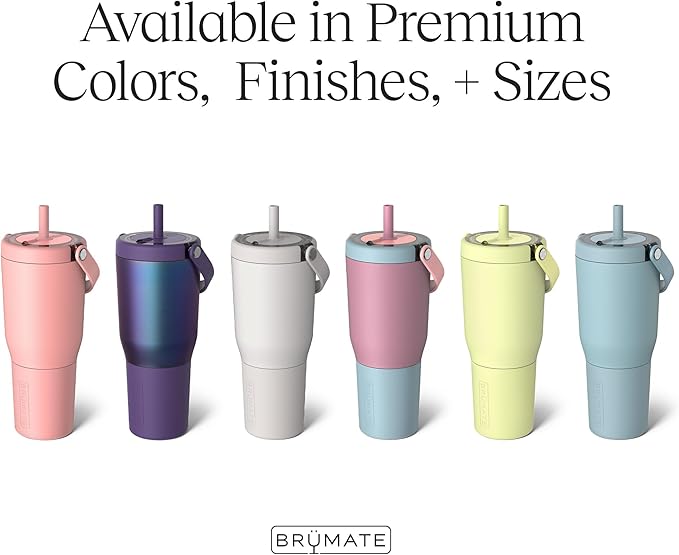 BrüMate Resa 35oz 100% Leakproof Travel Tumbler with Handle & Straw | Flexible SoftSip Straw | Silicone Sleeve for Durability | Stainless Steel | Cup Holder & Travel Friendly Water Bottle | (Guava)
