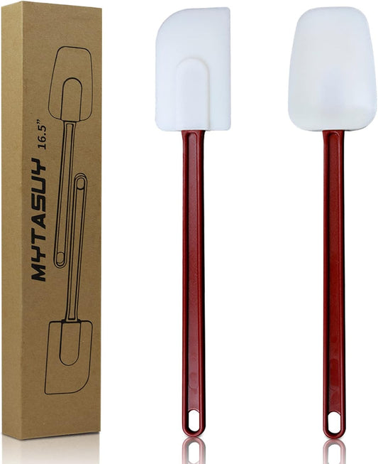 16.5 INCH Silicone Spatulas Heat Resistant Heavy Duty Rubber Spatulas Commercial Spatulas Set for Kitchen Use Silicone Cooking Utensils Sets of 2