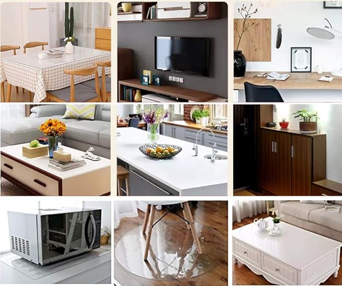 NECAUX Custom 48 x 63 Inch Frosted Table Cover Protector, 1.5mm Thick Plastic Waterproof Heavy Duty Desk Pad Mat Non-Slip Tablecloth Protector for Coffee Table, Dining Room Table, Conference Table