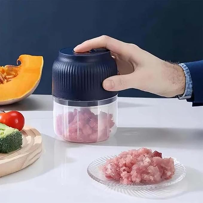 Household Electric Garlic Crusher, Electric Garlic Chopper, Mini Portable Veggie Chopper with 4/6 Stainless Steel Blades, Wireless Rechargeable Food Cutter for Garlic, Onion, Chili (2PCS-C,250ML)
