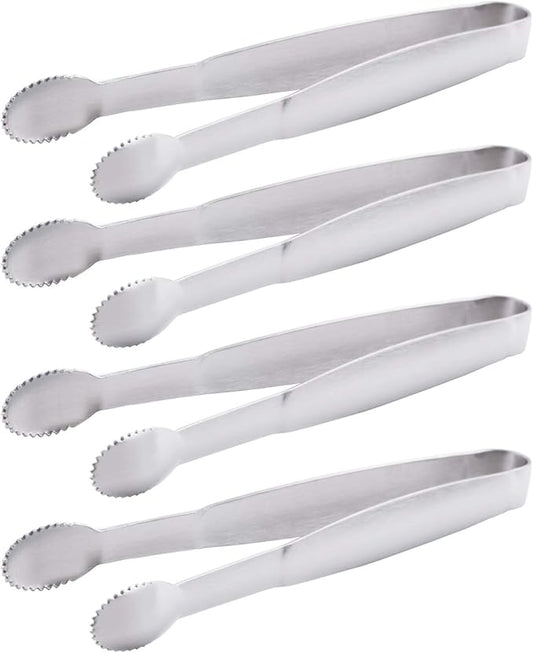 5" Mini Serving Tongs Set, Tiny Stainless Steel Small Tongs for Appetizers, Tea Party, Coffee Bar, Desserts, Set of 4