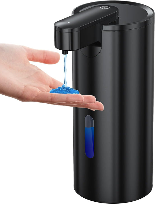 Automatic Soap Dispenser Touchless, Stainless Steel 11.5 oz 3 Levels Adjustable Hand Soap Dispenser with Rechargeable Sensor Pump for Kitchen & Bathroom Liquid Soap, Black