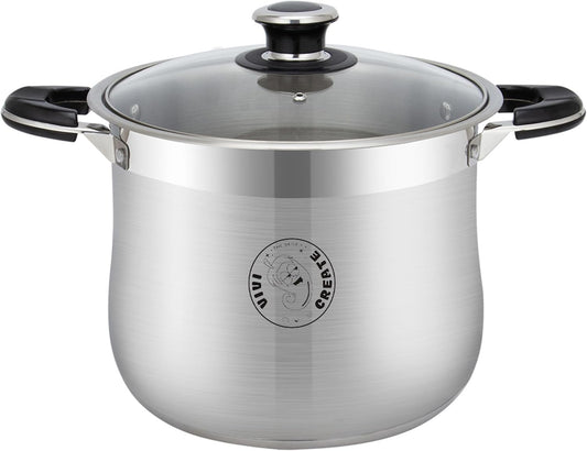 Vivicreate Stainless Steel Stock Pot with Lid for Induction Cooking Boiling Pasta Stew Soup Large Capacity Cookware with Handles for Kitchen Spaghetti Olla Olla de Acero Inoxidable (22.5 QT)