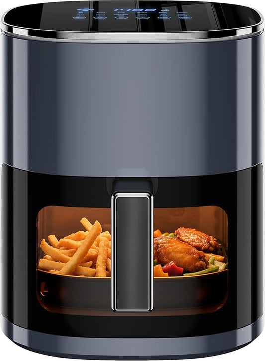 Simple Deluxe 12-in-1 Air Fryer 6.34 Qt, 1700W Digital Preset Airfryer with Visible Window, Nonstick and Dishwasher-Safe Basket, Air Fry, Roast, Bake, Dehydrate, Fries, Gary