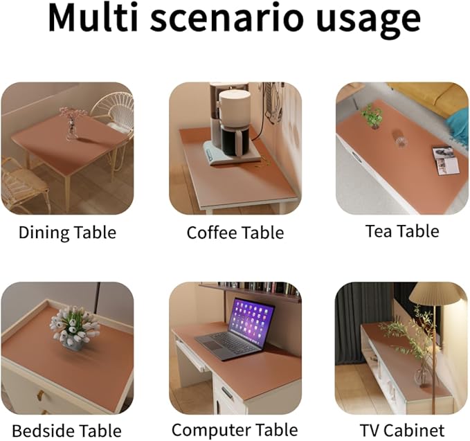 Leather Table Cover,1.8mm Thick,42x90 Inch Table Protector,Table Protector for Dining Room Table,Dining Table Cover,Table Cover Protector.(Brown+Gray,42x90)