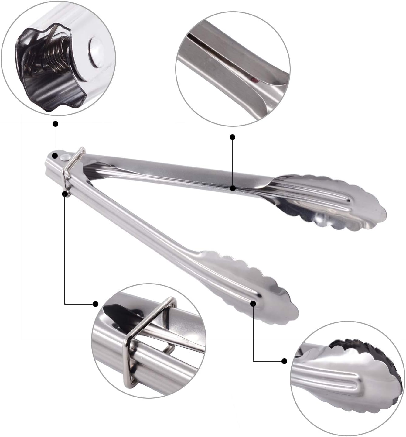 Mini Stainless Steel Serving Tongs Small Tongs for Serving Food Cooking Salad Grilling (7-Inch 3 Pieces)