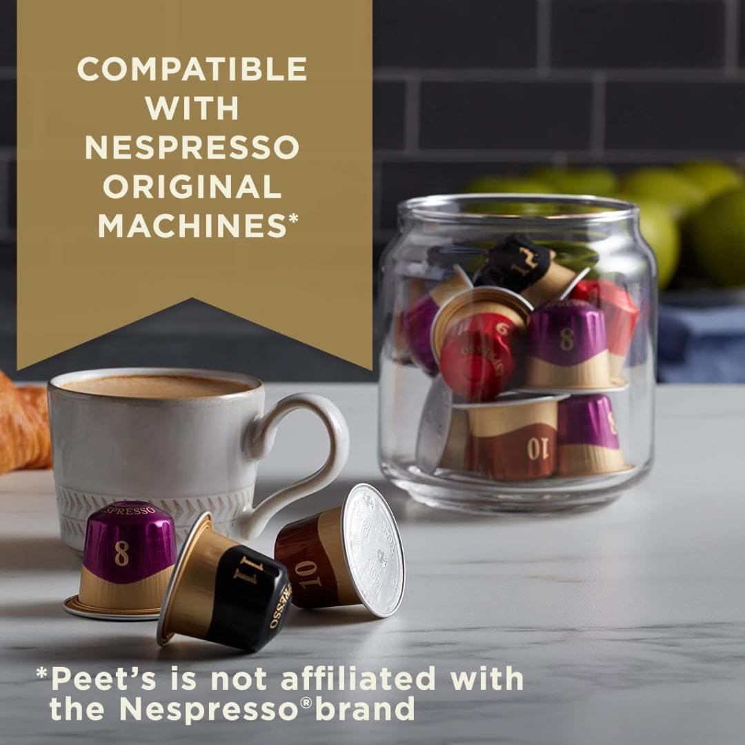Peet's Coffee, Dark Roast Espresso Capsules, Compatible with Nespresso Original Machine - Ristretto Intensity 10, 100 Count (10 Boxes of 10 Espresso Capsules)