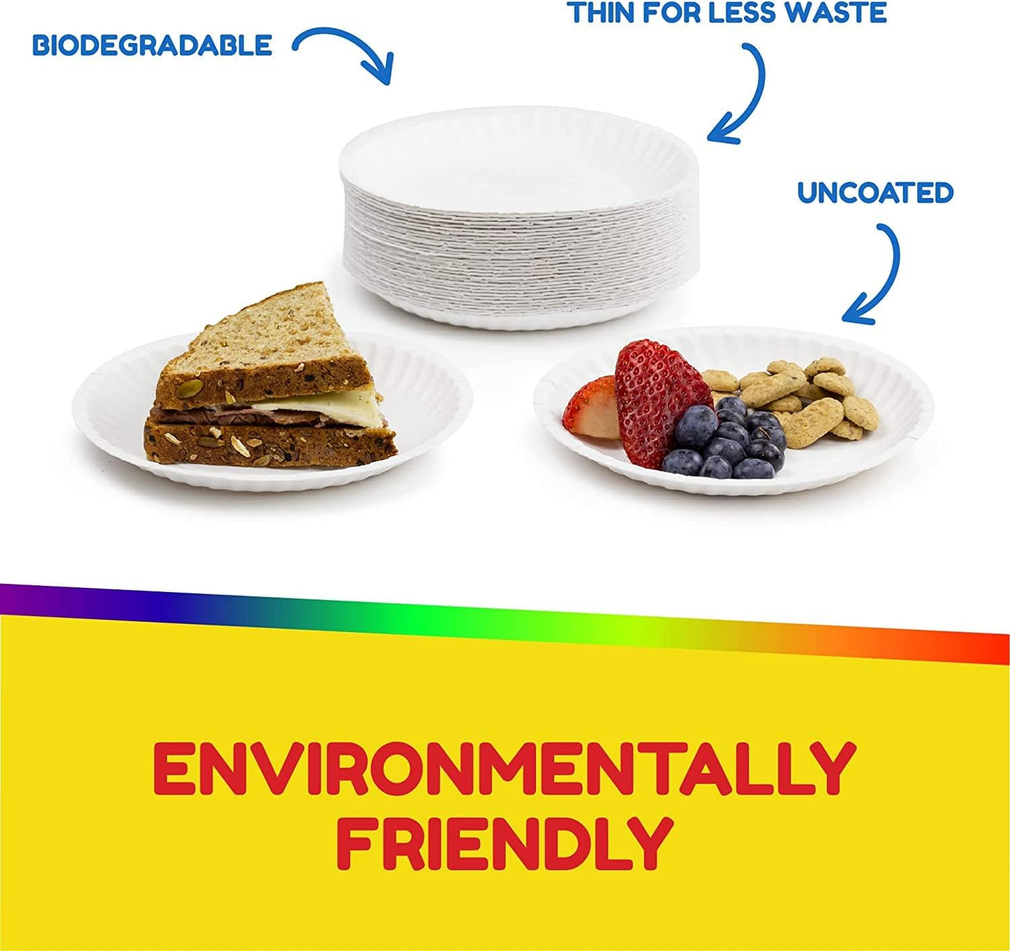 Hygloss Products 9" Uncoated White Paper Plates Bulk, 9 Inch, 300 pack, Disposable Plates For Food, Dessert Or Crafts
