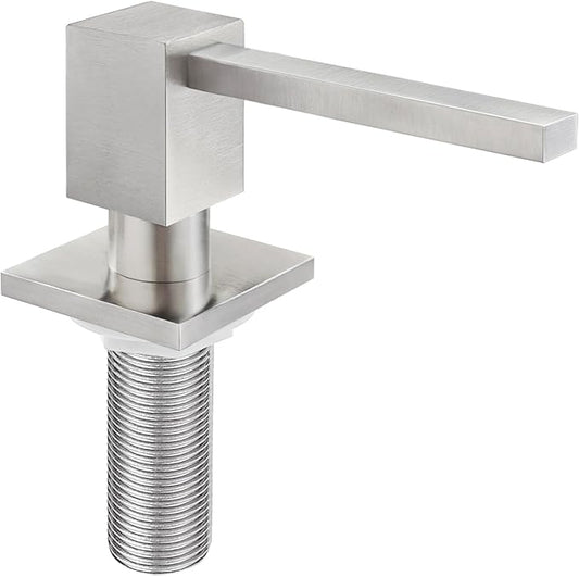 All Brass Built in Soap Dispenser for Kitchen Brushed Nickel Deck Mounted Sink soapdispenser with 17OZ Above The Counter Refillable PET Bottle Brass Pump Head Dish Soap Dispenser