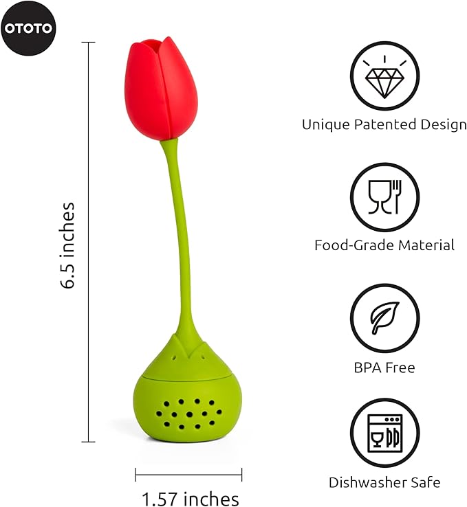 Cute Tea Infuser by OTOTO - Loose Leaf Tea Steeper, Tea Accessories, Tea Diffusers, Tea Infuser for Loose Leaf Tea, Tea Strainers, Cute Gifts, Tea Gift Set, Kitchen Gifts, Cooking Gadgets