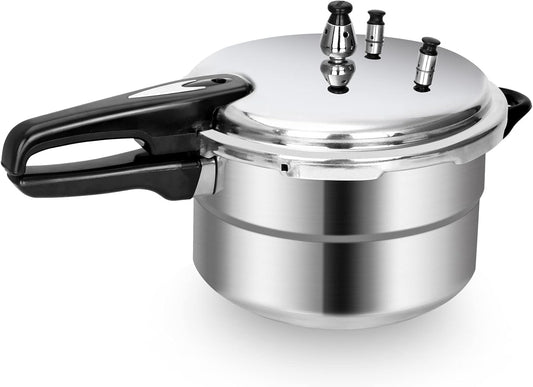 BreeRainz 5.3 Quart Pressure Cooker, 10 PSI Induction Compatible Pressure Canner w/Honeycomb Stainless Steel Clad Base for Fast & Even Heating, Canning Rack Included