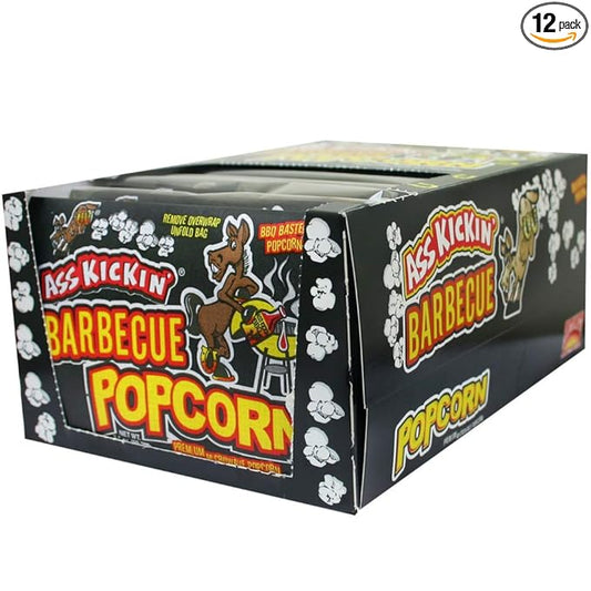 ASS KICKIN' BBQ Microwave Popcorn Bags - 12 Pack - Ultimate Barbecue Gourmet Popcorn Gift - Makes a Great Movie Theater Popcorn or Snack Food for Movie Night