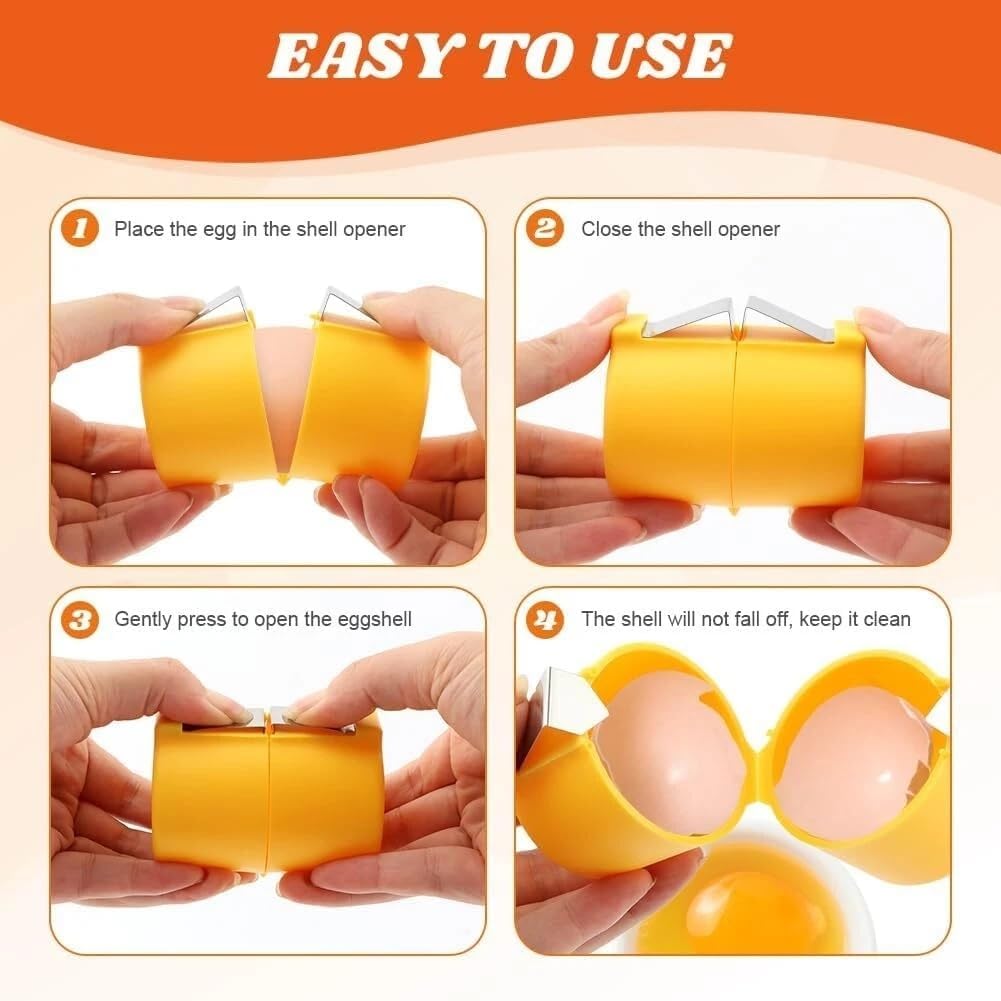 Stainless Steel Egg Opener,Egg Opener For Hard Boiled Eggs,Efficient Egg Cracking Tool，Perfect For Baking, No Shells，No Mess – Perfect Omelets, Scrambled Eggs & Baking. (3-in-1)