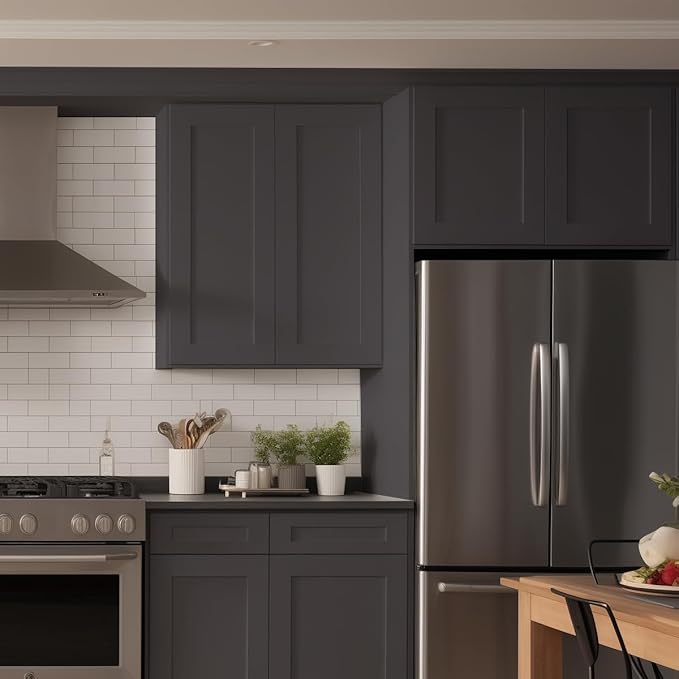 Wall-Mounted Cabinet – Solid Wood Shaker Style Medicine Cabinet with Adjustable Shelves & Soft-Close Doors for Bathroom, Kitchen, and Office Storage (Pebble Gray, 27" W x 12" D x 42" H)