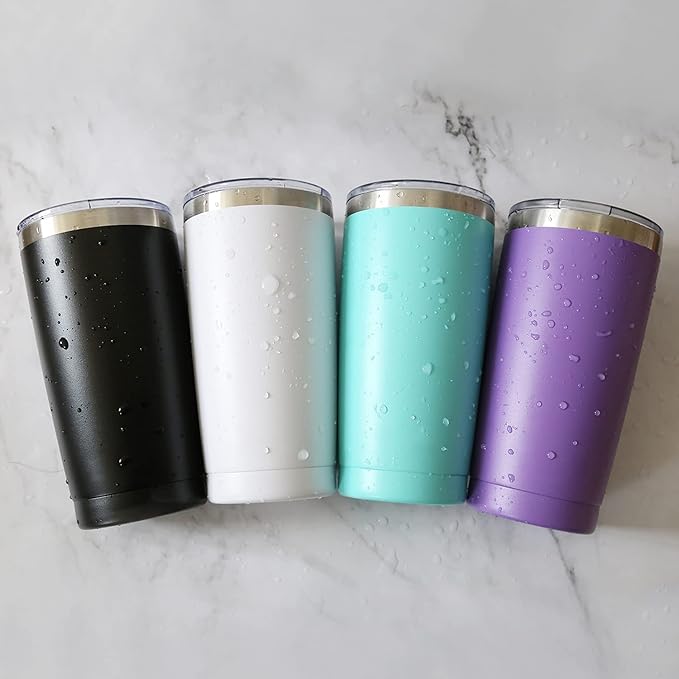 6 Pack 20 oz Stainless Steel Insulated Tumbler with Straw and Lid, Double Wall Travel Coffee Mug Vacuum Insulated Bulk Tumbler, Suitable for Vehicle Cup Holders(Assorted Colors)
