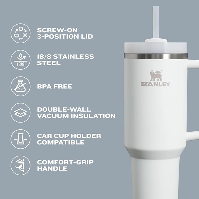 STANLEY Quencher H2.0 Tumbler with Handle and Straw 40 oz | Flowstate 3-Position Lid | Cup Holder Compatible for Travel | Insulated Stainless Steel Cup | BPA-Free | Daffodil