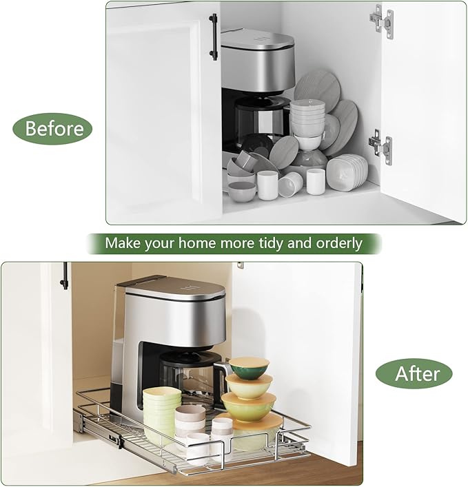 LOVMOR Pull Out Cabinet Organizer 5½" W x 21½" D, Kitchen Cabinet Pull Out Shelves Slide Out Storage