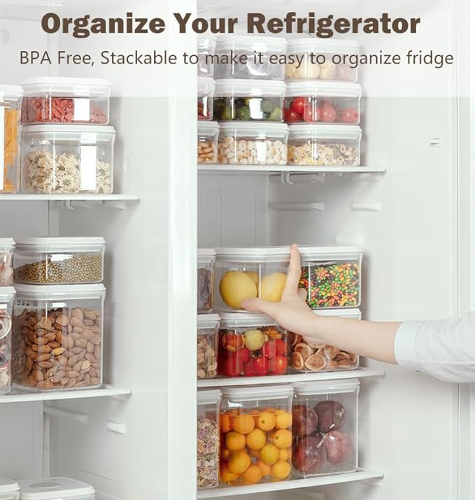 12 Pcs Pop Food Storage Containers Airtight Food Storage Containers Set with Lids Kitchen Pantry Organization and Storage, 3.4Qt, 2.8Qt, 2.1Qt, 1.2Qt