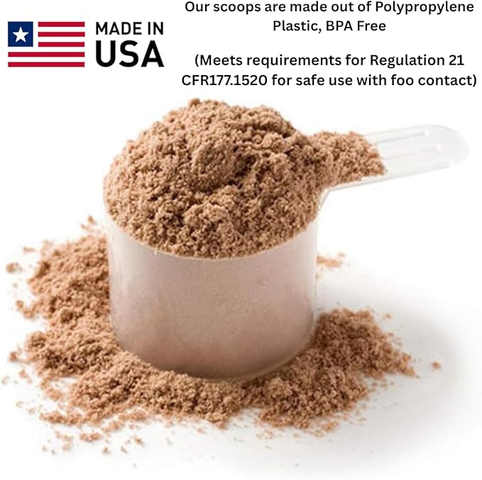 Plastic Measuring Scoop, (35 cc | 2.5 tablespoon | 1.25 fl oz. | 35 mL) Long Handle Spoons for Powders, Granules, Coffee, Pet Food, Baking Supplies, Protein and Other Dry Goods, BPA Free (Set of 5)