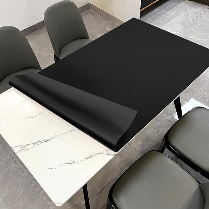 Leather Table Pad,1.8mm Thick,40x96 Inch,Dining Table Pad,Table Pads for Dining Room Table Rectangular,Table Protector for Dining Room Table,Table Top Protector(Black+Black,40x96)