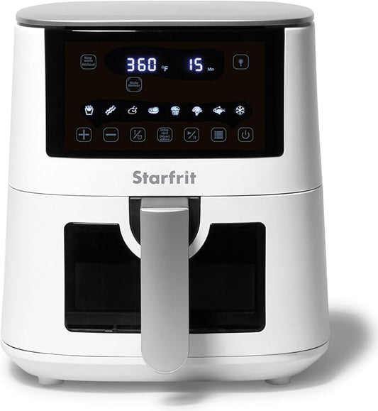 Starfrit Electric Digital Air Fryer - 4.2L Capacity - Ceramic Non-Stick Surface - 8 Preset Functions - Viewing Window -1400W
