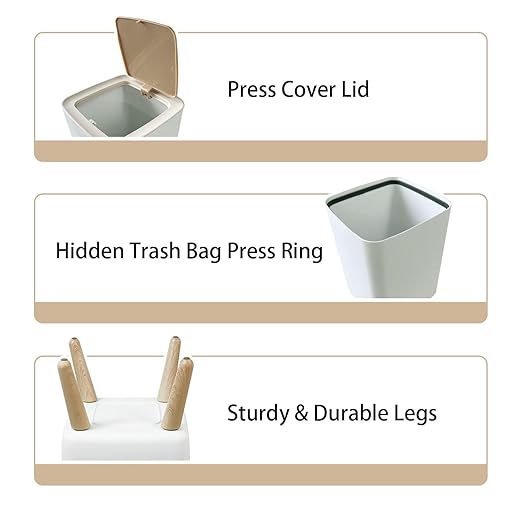 Small Trash Can with Lid Christmas Caribbean Beach Wastebasket with Press Cover Dog Proof Garbage Can Waste Bin for Kitchen Bathroom Nursery 2.6 Gallon