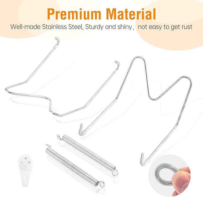 Plate Hangers for The Wall, Suitable for 12-16 inch Decorative Plate, Stainless Steel Wire Plate Holder with Wall Hooks and Rubber tip Protectors, Plate Hangers for Displaying Plates, Platter, Silver