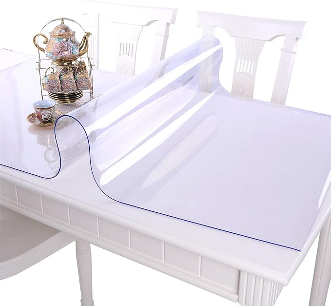 NECAUX Custom 24 x 95 Inch Clear Table Cover Protector, 1.5mm Thick Wood Grain Transparent Table Pad Non-Slip Protective Tablecloth Protector for Dining Room Table, Meeting Table, Conference Table