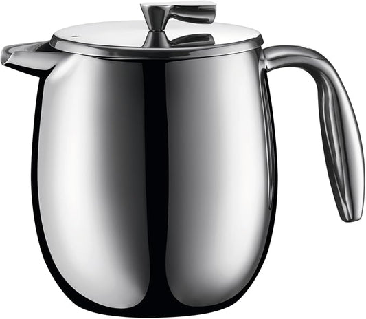 Bodum 17 oz Columbia Thermal French Press Coffee Maker, Insulated Double Wall Stainless Steel, Chrome