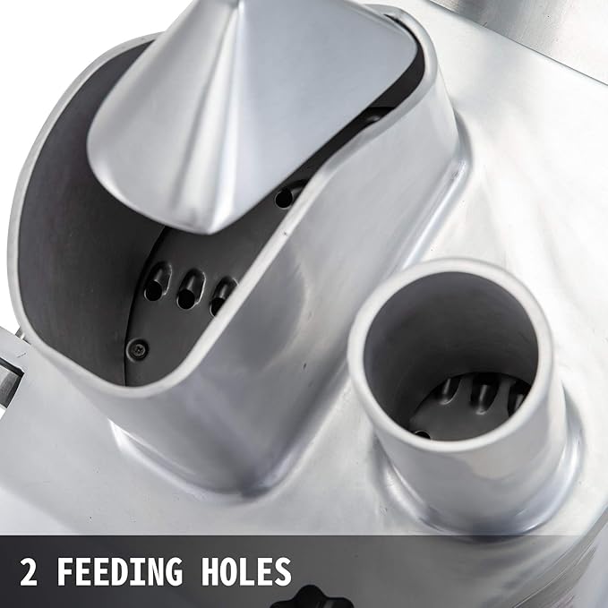VEVOR Commercial Food Processor 2 Feeding Holes, 550W Electric Vegetable Slicer 1600 RPM, Stainless Steel Vegetable Processor Detachable 6-blades, 3mm/4mm/7mm Shred, 2mm/4mm Slice
