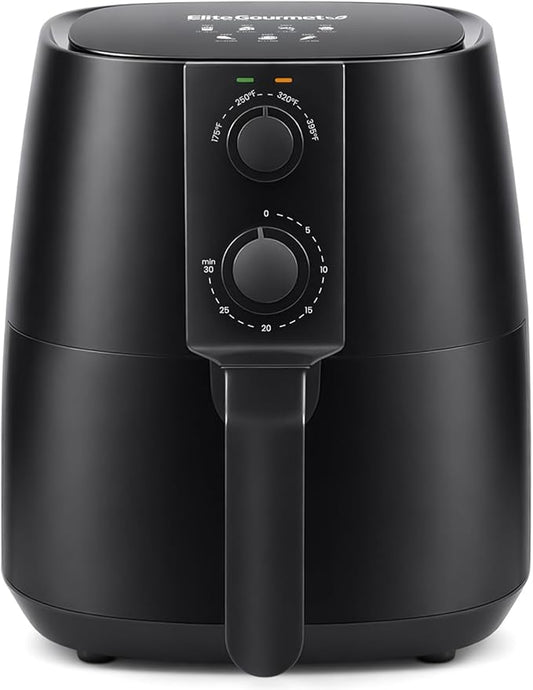 Elite Gourmet EAF4617 Electric Digital Hot Air Fryer, 1350Watts, Oil-Less Healthy Cooker, Timer & Temperature Controls, 4 Quart, Black