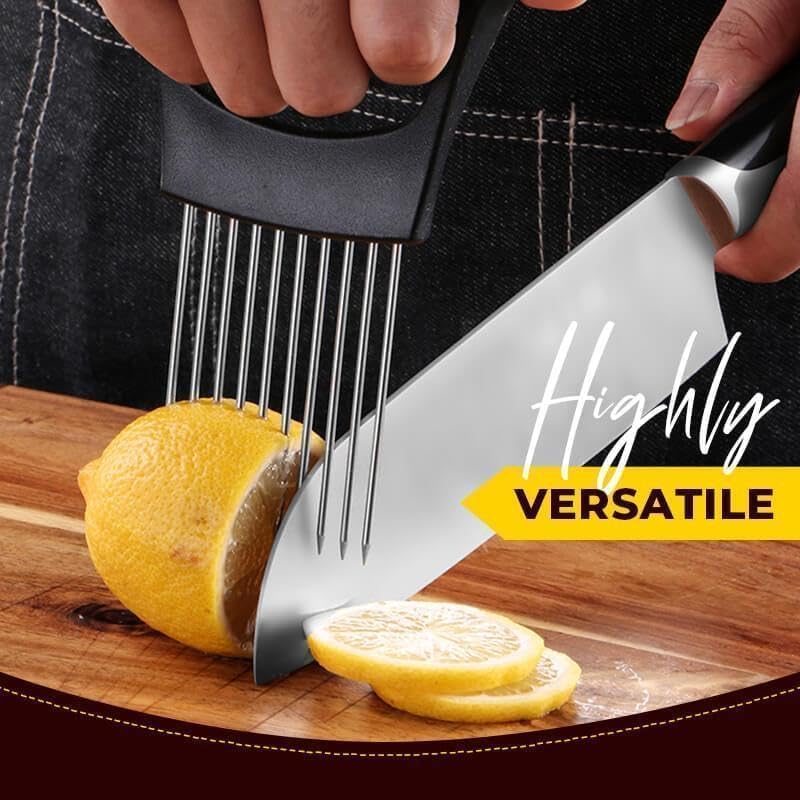 Onion Slice Holder, 2025 Upgraded Stainless Steel Onion Holder for Slicing Lemon Slicer Vegetable Cutter, Kitchen Chopper Slicing Assistant Tool for Meat, Onion, Potato, Tomato (1, D)