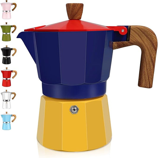 6 Cup Aluminum Espresso Stovetop Moka Pot Express Coffee Maker Percolator Italian Classic Mocha Coffee Machine for Italian and Cuban Cafe Brewing for Home Camping 300ml 10oz