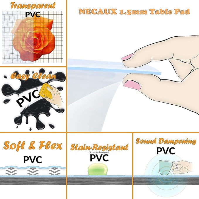 NECAUX Custom 14 x 55 Inch Frosted Desk Cover Protector, 1.5mm Thick Plastic Frosted Desk Pad, Desk Protector, Desk Mats on top of Desks, Vinyl Frosted Table Cover Protector for Writing Desk