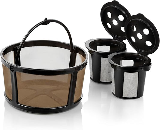 2 Reusable K Cups and Basket Coffee Filter for Keurig K-Duo Hot & Iced Single Serve & Carafe Coffee Maker with MultiStream Technology (Gen 2)