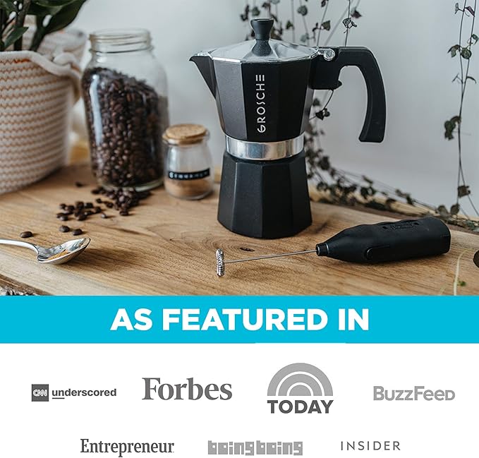 GROSCHE Milano Stovetop Espresso Maker Moka Pot 3 espresso Cup - 5 oz, Black - Cuban Coffee Maker Stove top coffee maker Moka Italian espresso greca coffee maker brewer percolator