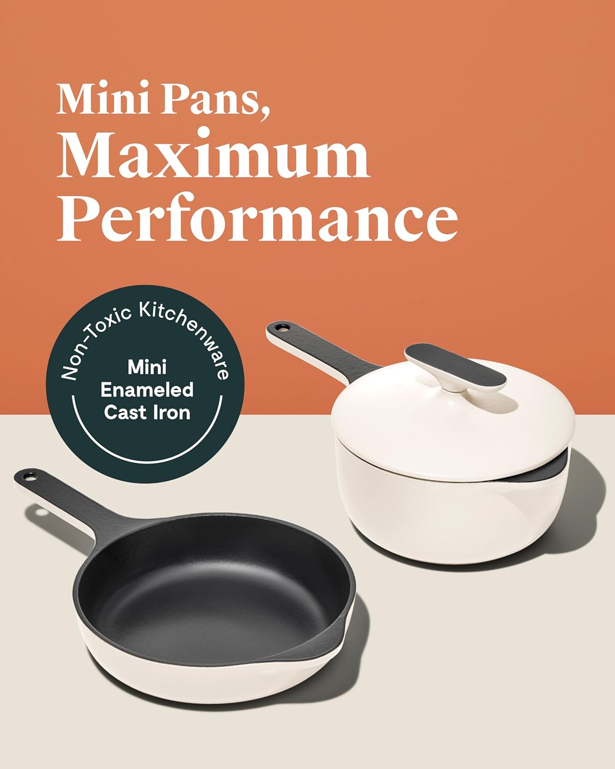 Caraway Cast Iron Skillet - 8” Enameled Cast Iron Pan With 3 Layer Enamel Coating - No Seasoning Required - Compatible With All Stovetops - Free From Forever Chemicals - Light Mist