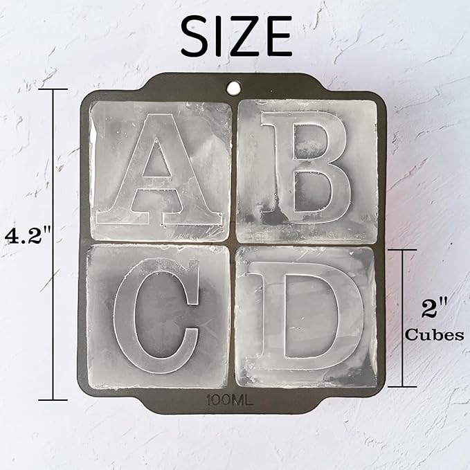 Letter X Monogram Ice Cube Mold Custom Ice Cube Mold 2 Inch Big Initials Silicone Ice Cube Tray Gifts for DAD Gifts for Him