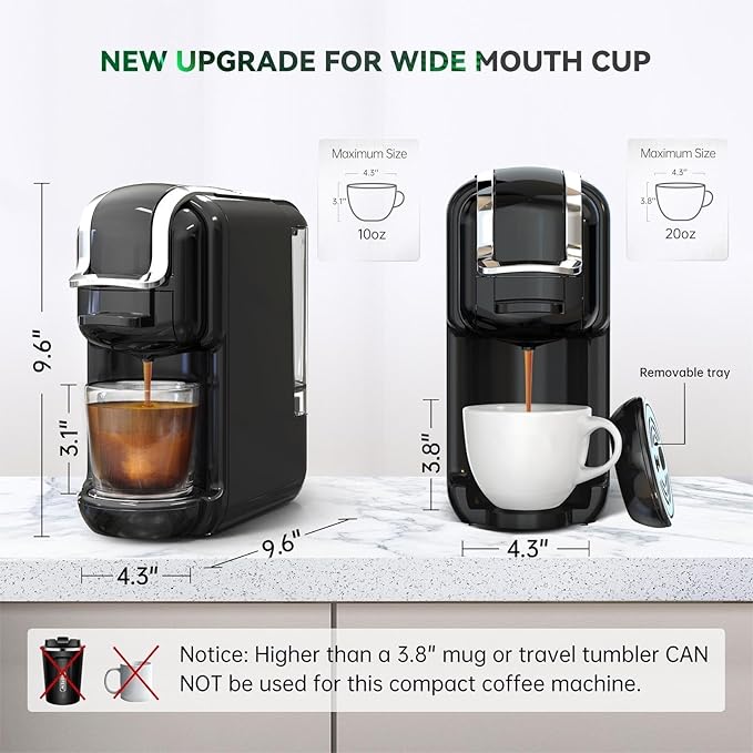 Multi-Capsule Coffee Maker, Hot/Cold Coffee Maker, Milk, ESE Pod Ground Coffee, Cafeteria, 19 Bar, 5 in 1 (Color : H2B M1A BK, Size : CHINA_UK)