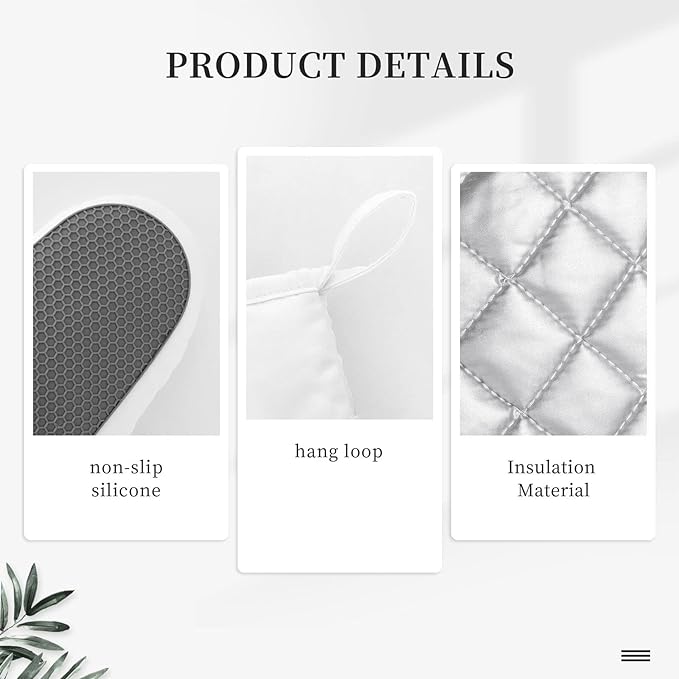 Oven Mitts and Pot Holders Marble White Gold Silicone Kitchen Accessories Set of 4 Heat Resistant Long Gloves Potholder Non-Slip Grip for Chef Cooking,Baking,Grilling,BBQ