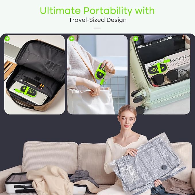 18 Pack Vacuum Bags for Travel with USB Pump, Compression Travel Vacuum Bags for Luggage and Suitcase, Carry-on Size Space Saver Bags for Clothes and Clothing