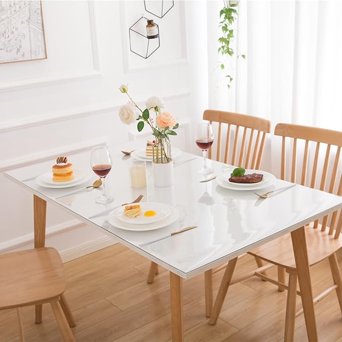 40 x 112 Inch Clear Table Cover Protector, Clear Table Protector for Dining Room Table, 1.5mm Plastic Table Cover, Waterproof Table Pad for Kitchen, Office