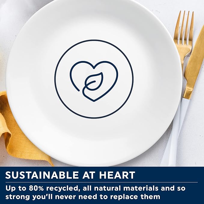 Corelle Dinnerware Set (4pc Set, Mystic Gray)-Set for 4 | Includes 4 x Side Plates | 80% Recycled Glass | 3 X More Durable, Half the Space & Weight of Traditional Ceramic