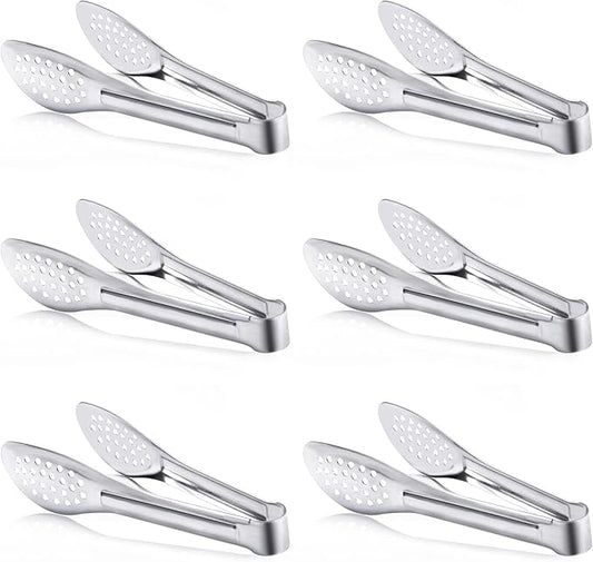6 Pack Buffet Tongs,Stainless Steel Serving Tongs Serving Utensils 7Inch