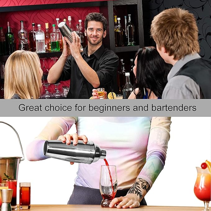 WPHUAW 24oz Cocktail Shaker Bar Set-Professional Margarita Mixer Drink Shaker Professional Stainless Steel Bar Tools Built-in Bartender Strainer for Martini Kit