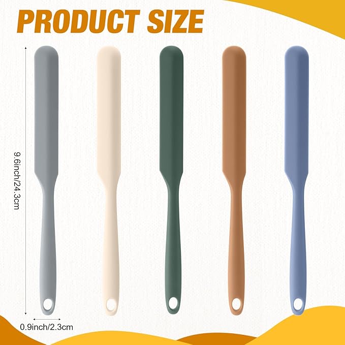 Honeydak 36 Pcs Mini Silicone Spatula Bulk 8.3 inch Small Rubber Spatula with Long Handle Heat Resistant Jar Cake Cream Butter Scraper Resin Craft Non Stick Kitchen Tools for Baking Cooking Mixing