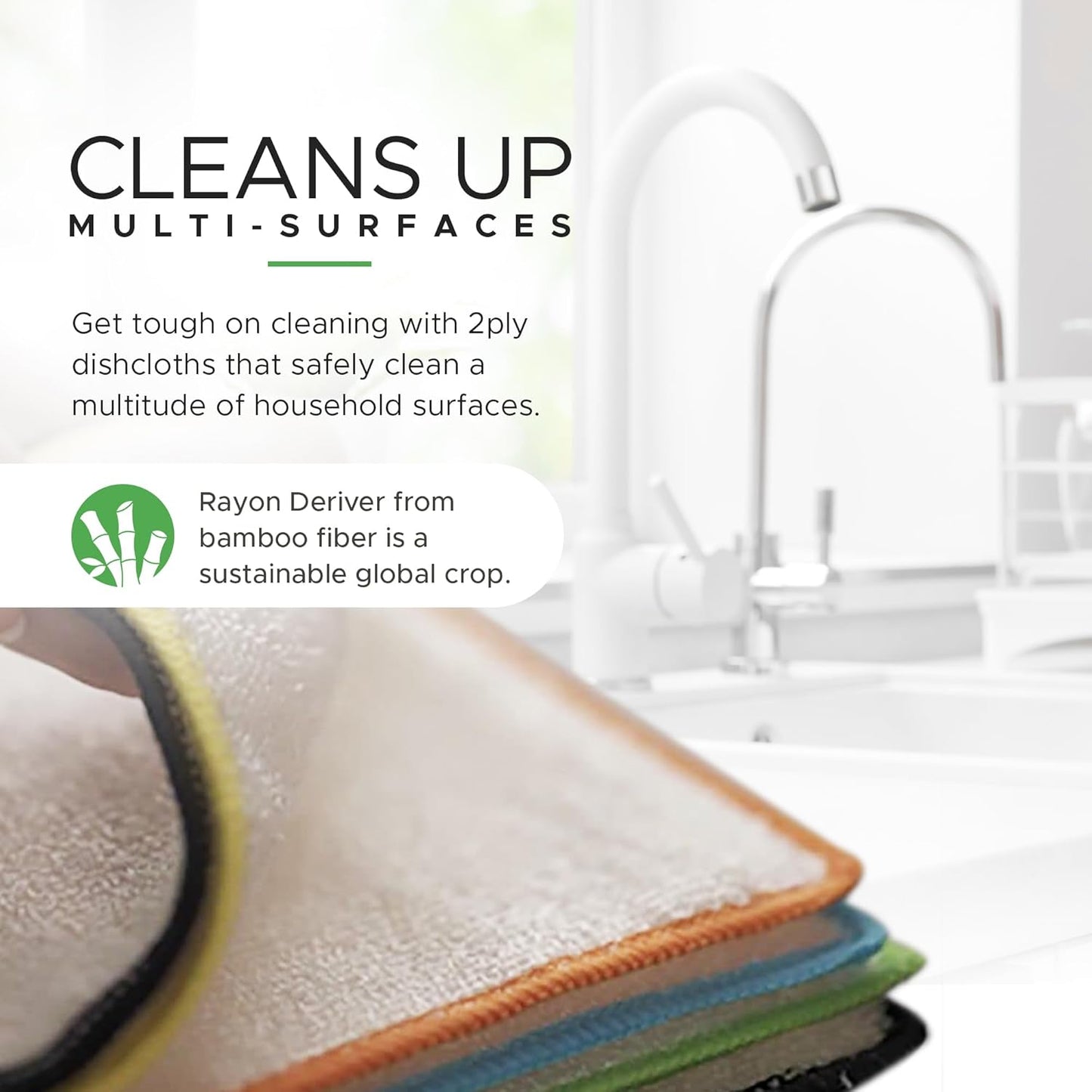 Whiffkitch Dishcloths & Towels for Kitchen – Drying, Absorbent, Washcloths, Durable, Non-Scratch, Multi-Surface Cleaning, 9x9 Inches Multi Color, 6 Pack