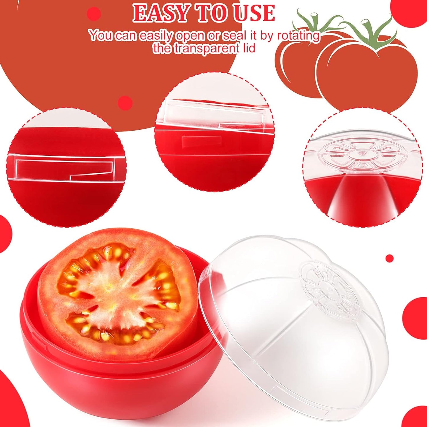 Vegetable and Fruit Storage Containers for Fridge, 4 Pcs BPA Free Reusable Food Saver - Tomato, Avocado, Onion, Lemon Keeper Holder - Refrigerator Vegetable Crisper for Keeping Food Fresh Longer