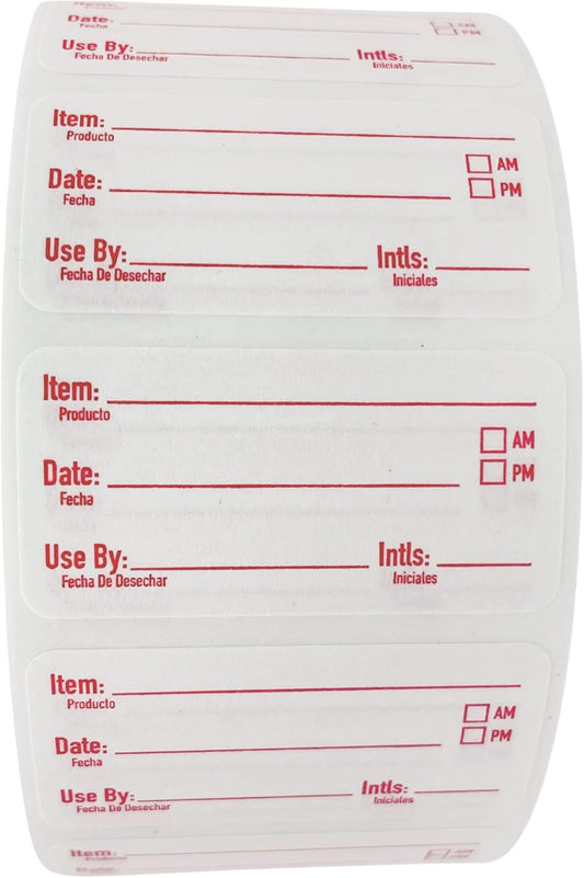 2x1 Dissolvable Food Labels, 1000 Label Stickers, Bottle Labels for Storage Bins, Sticker Labels for Food containers, (1000, Red)