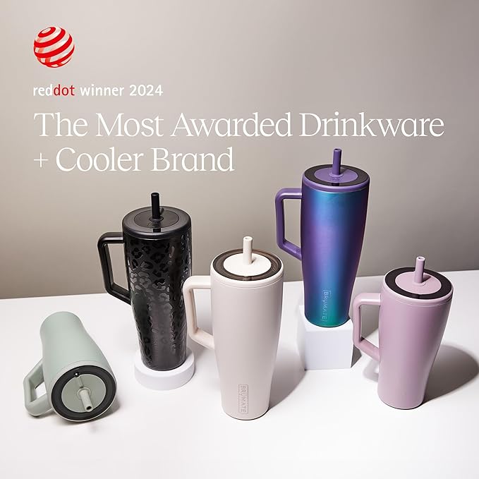 BrüMate Era 40 oz Tumbler with Handle and Straw | 100% Leakproof Insulated Water Bottle Tumbler with Lid and Flexible SoftSip Straw | Made of Stainless Steel | Cup Holder Friendly | 40oz (Zebra)